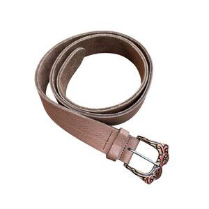 Women’s Soft Leather Belt Size L/XL Pink Western Buckel Made In Italy